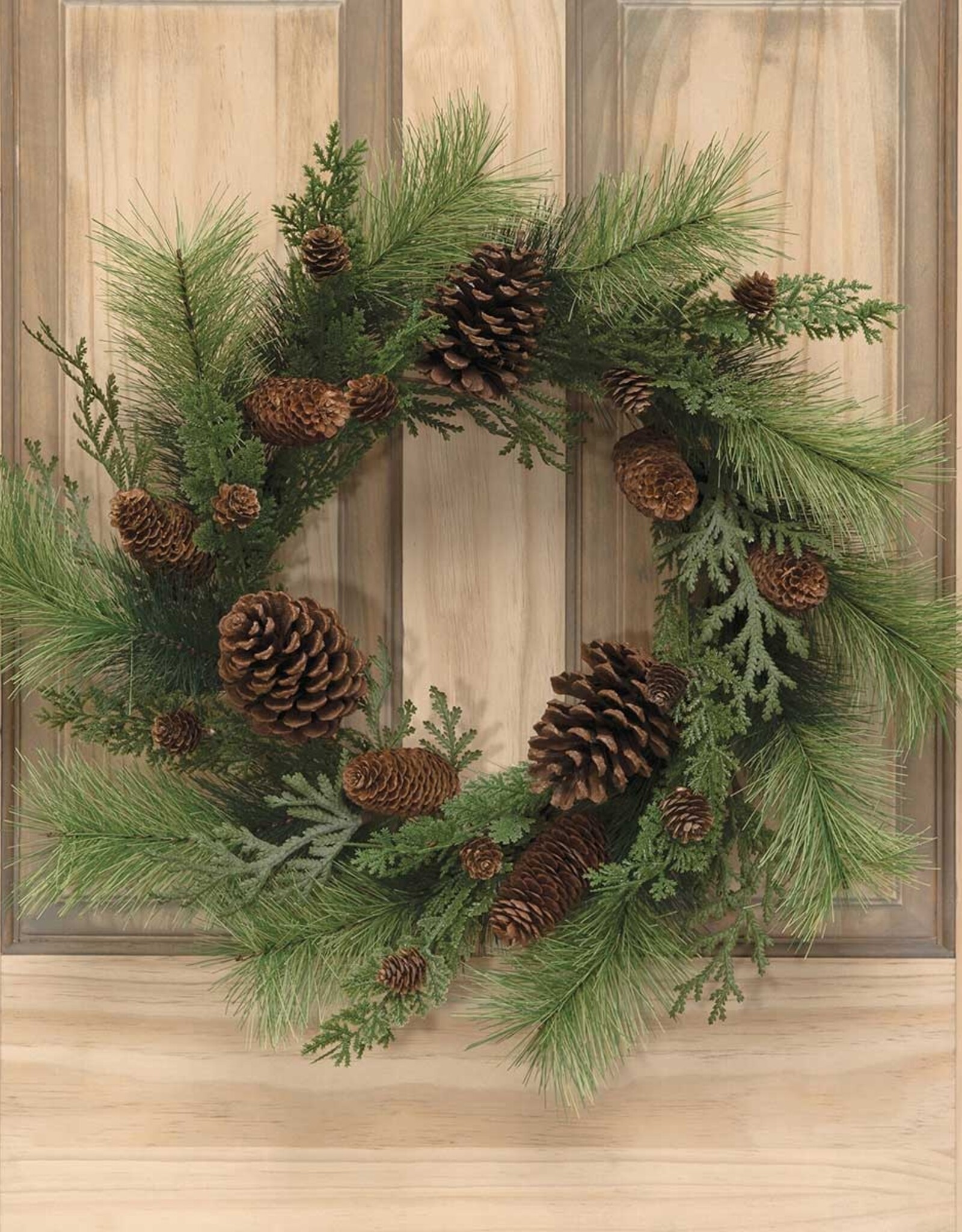 Meravic 24" Natural Pine Mix Wreath with Pinecones