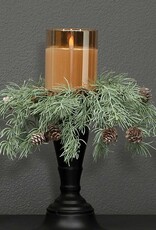 Meravic 14" Weeping Pine Candle Ring with Pinecones