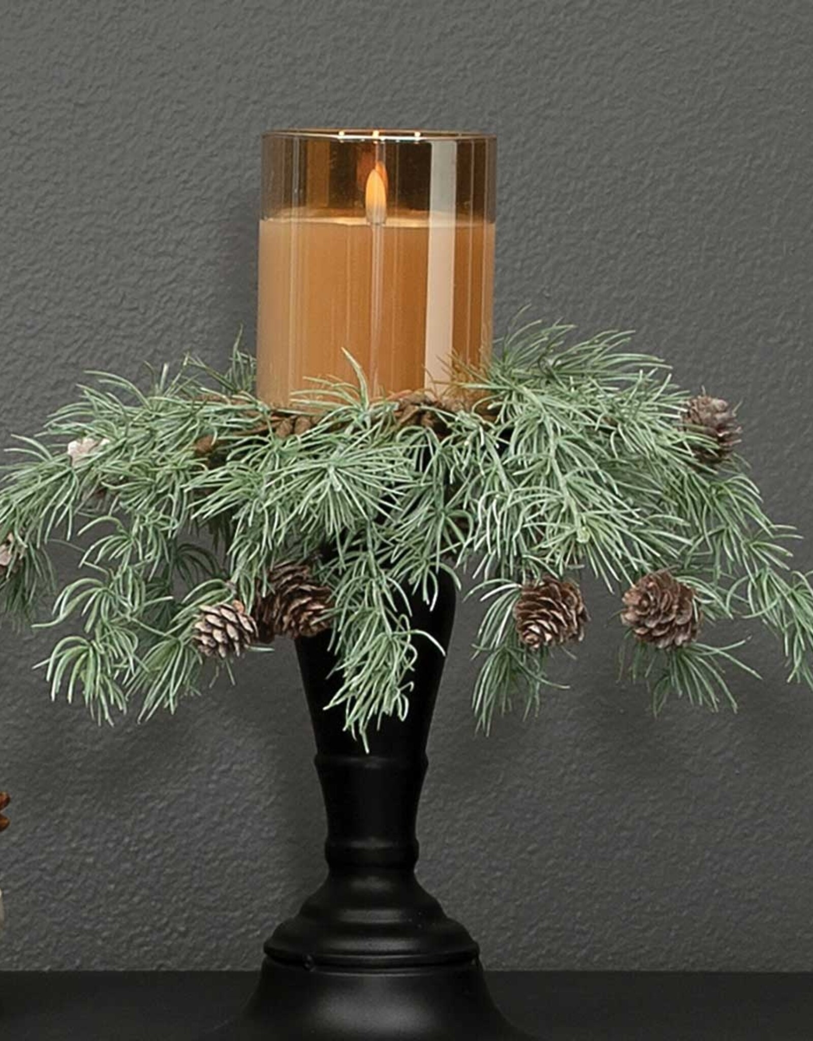 Meravic 14" Weeping Pine Candle Ring with Pinecones
