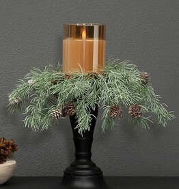 Meravic 14" Weeping Pine Candle Ring with Pinecones