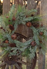 Meravic 26" Mixed Long Needle Pine Wreath with Rusty Bells