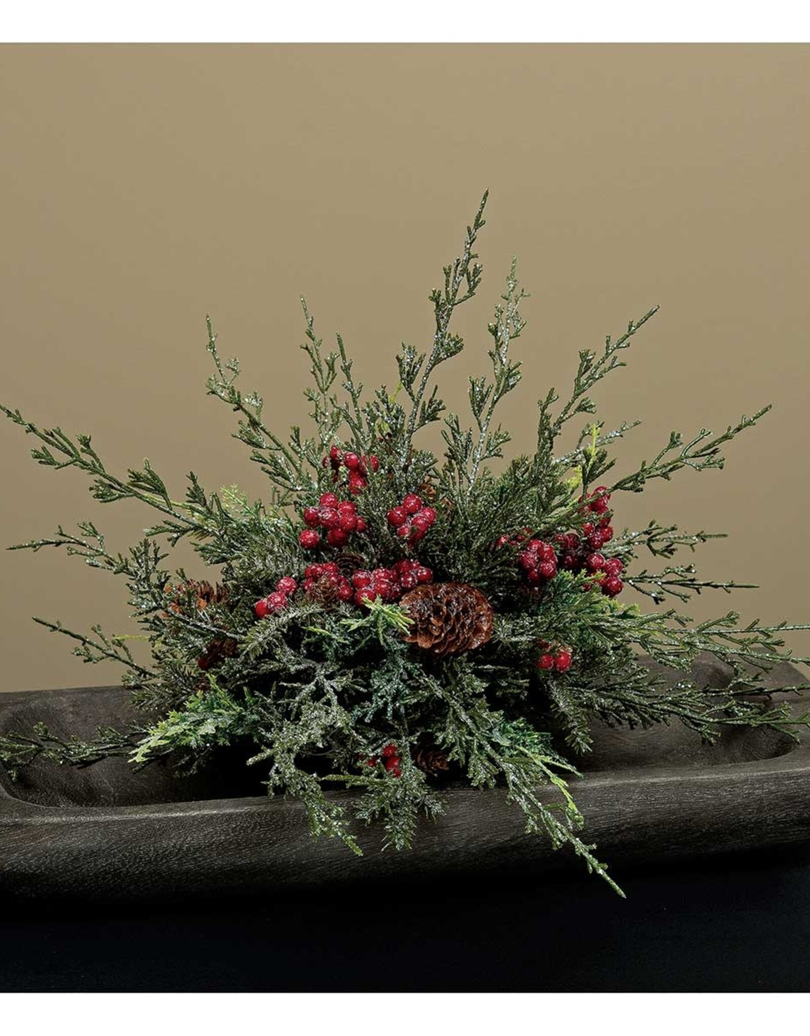 Meravic 14" Frosted Cedar Dome with Red Berries