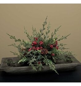 Meravic 14" Frosted Cedar Dome with Red Berries