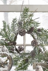 Meravic 17" Wired Faux Birch/Pine Wreath with Pinecones