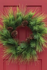 Meravic 34" Two-Tone Long Needle Pine Wreath with Pinecones