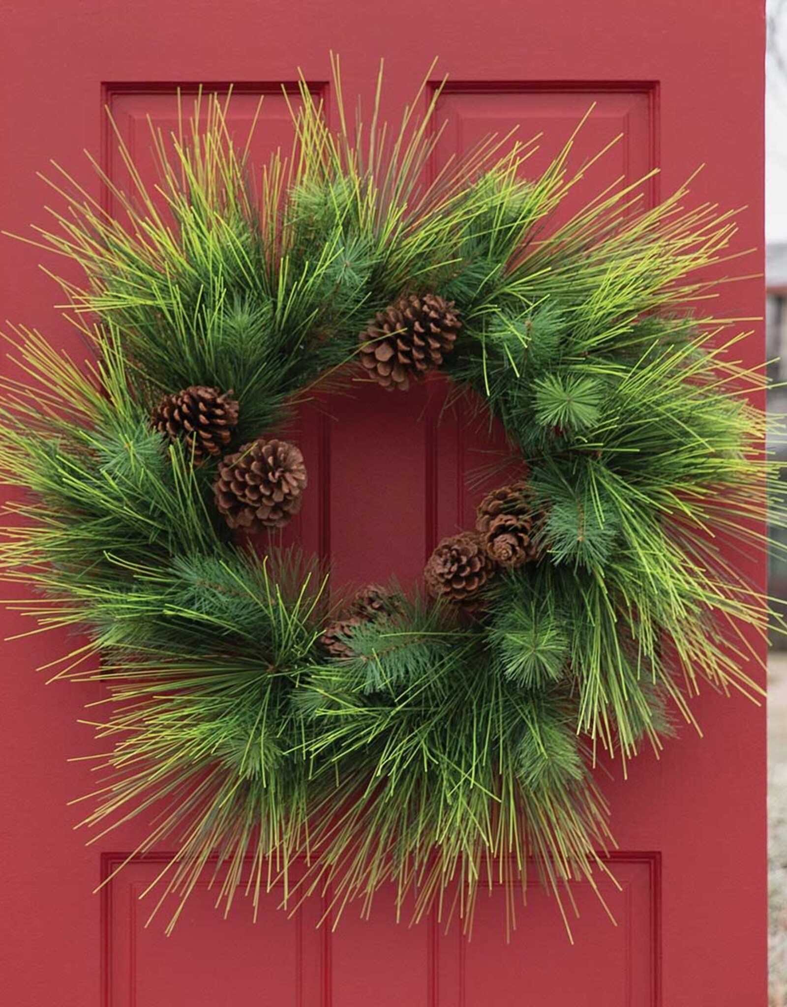 Meravic 34" Two-Tone Long Needle Pine Wreath with Pinecones