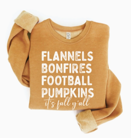 Oat Collective Flannels Bonfires Crew Sweatshirt - Heather Mustard