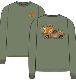 Life Is Good SALE Women's Relaxed Fall Flowers & Pumpkins Long Sleeve Crusher Tee