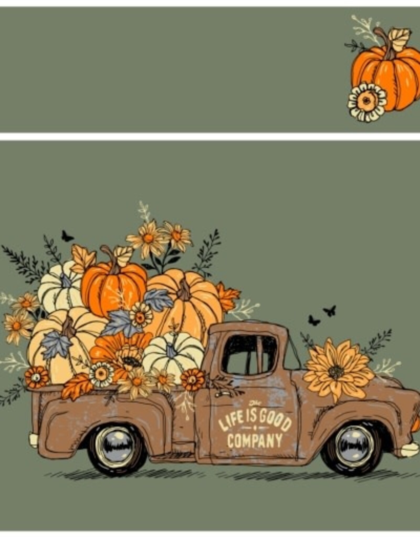 Life Is Good SALE Women's Relaxed Fall Flowers & Pumpkins Long Sleeve Crusher Tee