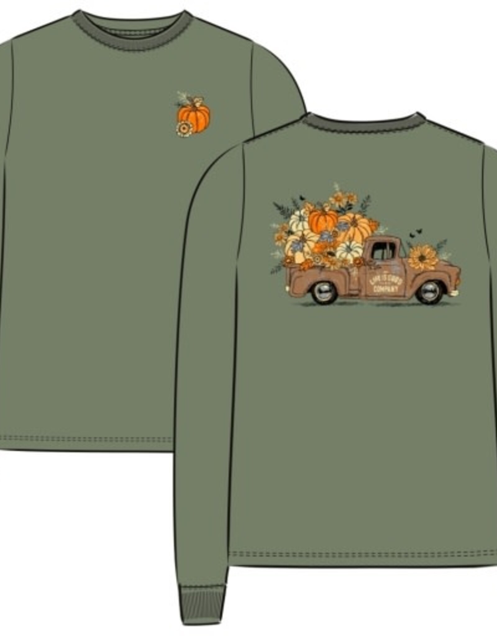 Life Is Good SALE Women's Relaxed Fall Flowers & Pumpkins Long Sleeve Crusher Tee