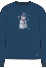Life Is Good SALE Women's Sparkle Snowman Long Sleeve Crusher Tee