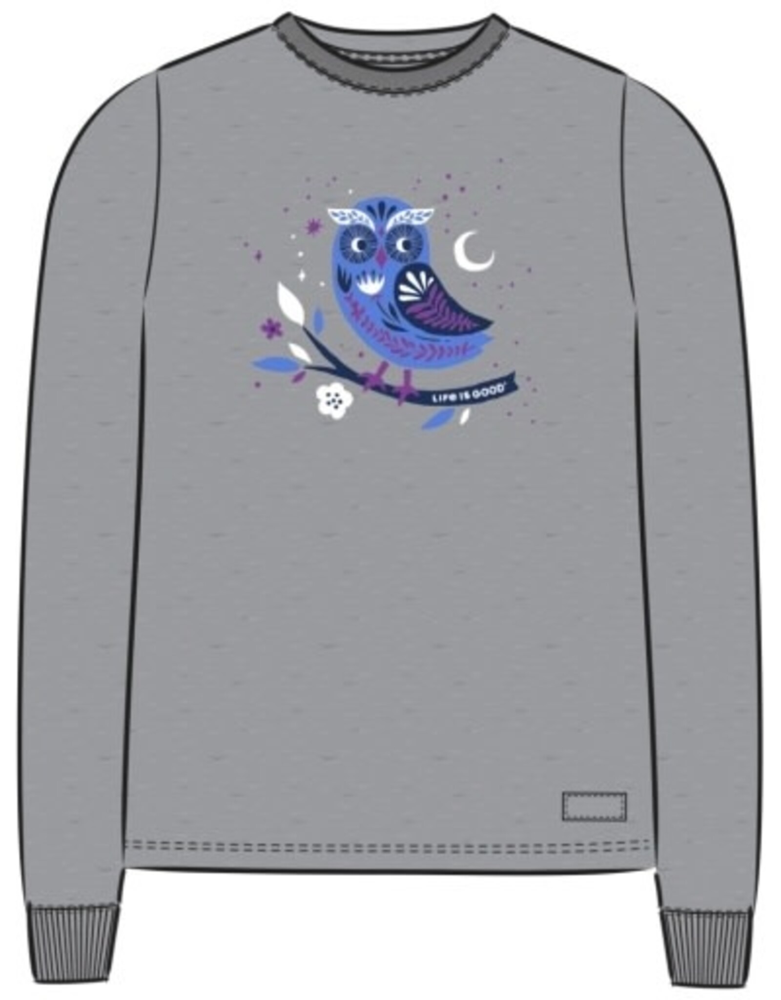 Life Is Good Women's Macro Owl Long Sleeve Crusher Tee