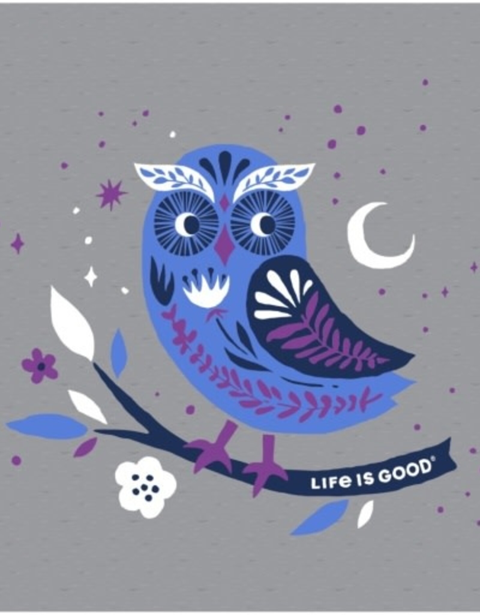 Life Is Good Women's Macro Owl Long Sleeve Crusher Tee