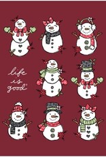 Life Is Good Women's Relaxed Xmas Snowman Grid Long Sleeve Crusher Tee
