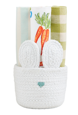 Mudpie SALE Blue Bunny Basket Dish Towel Set
