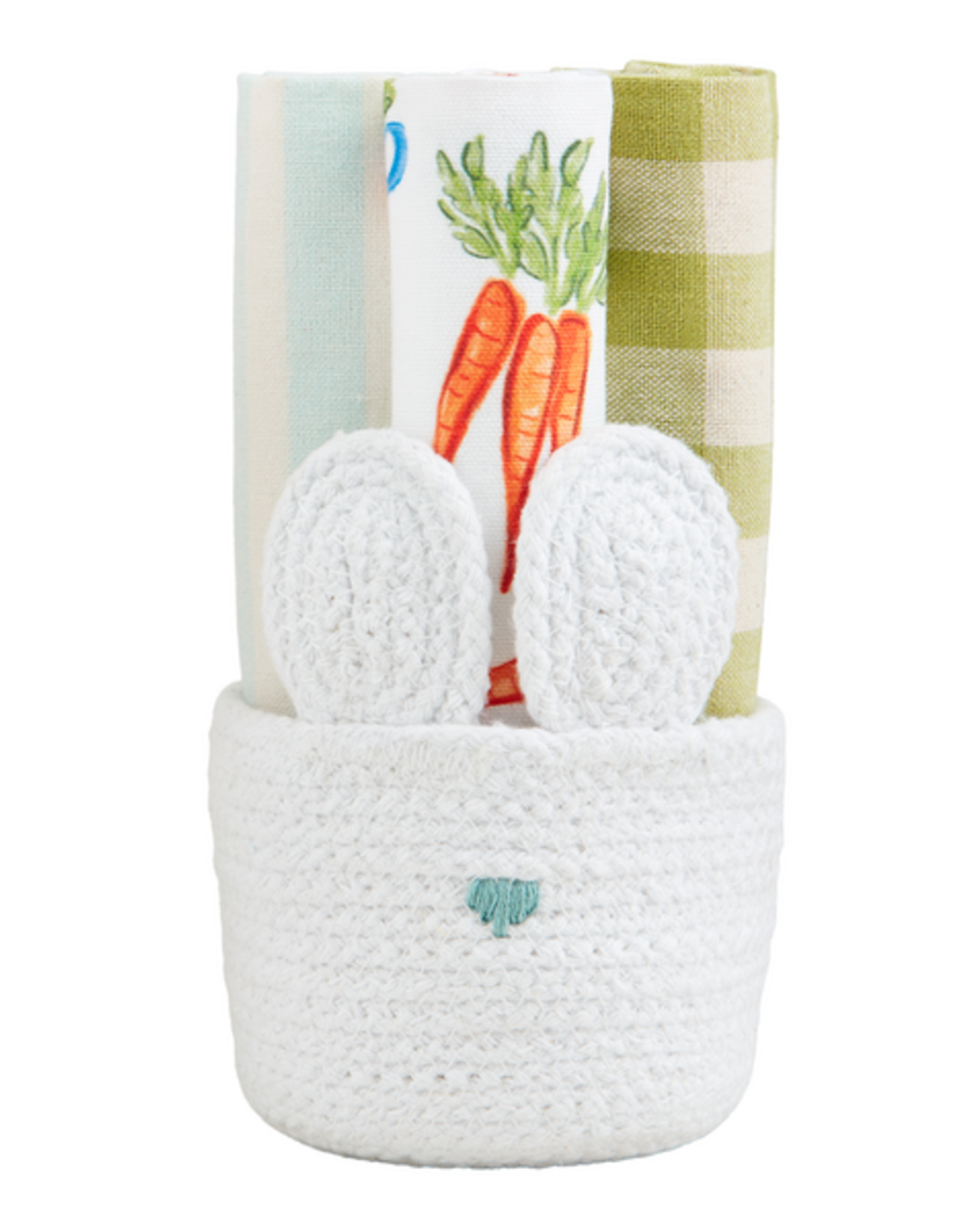 Mudpie SALE Blue Bunny Basket Dish Towel Set