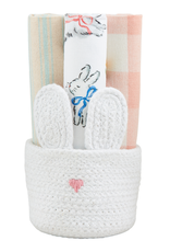 Mudpie Pink Bunny Basket Dish Towel Set