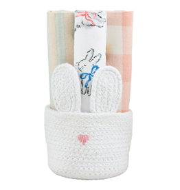 Mudpie Pink Bunny Basket Dish Towel Set