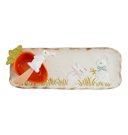 Mudpie SALE Bunny Tray & Carrot Dip Set