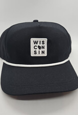 Lakeside Clothing SALE Wisconsin Rubber Patch Black Five Panel Rope Hat