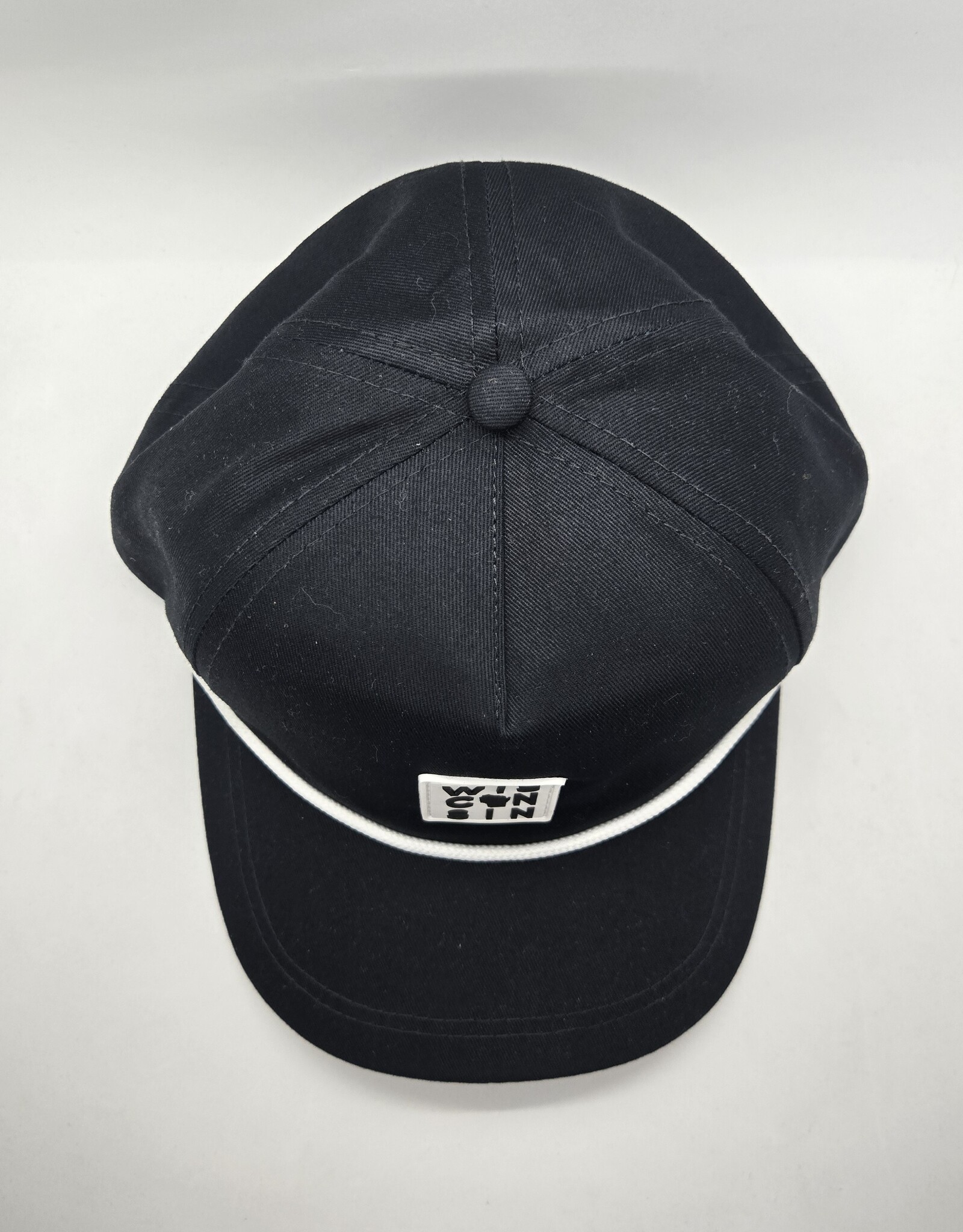 Lakeside Clothing SALE Wisconsin Rubber Patch Black Five Panel Rope Hat