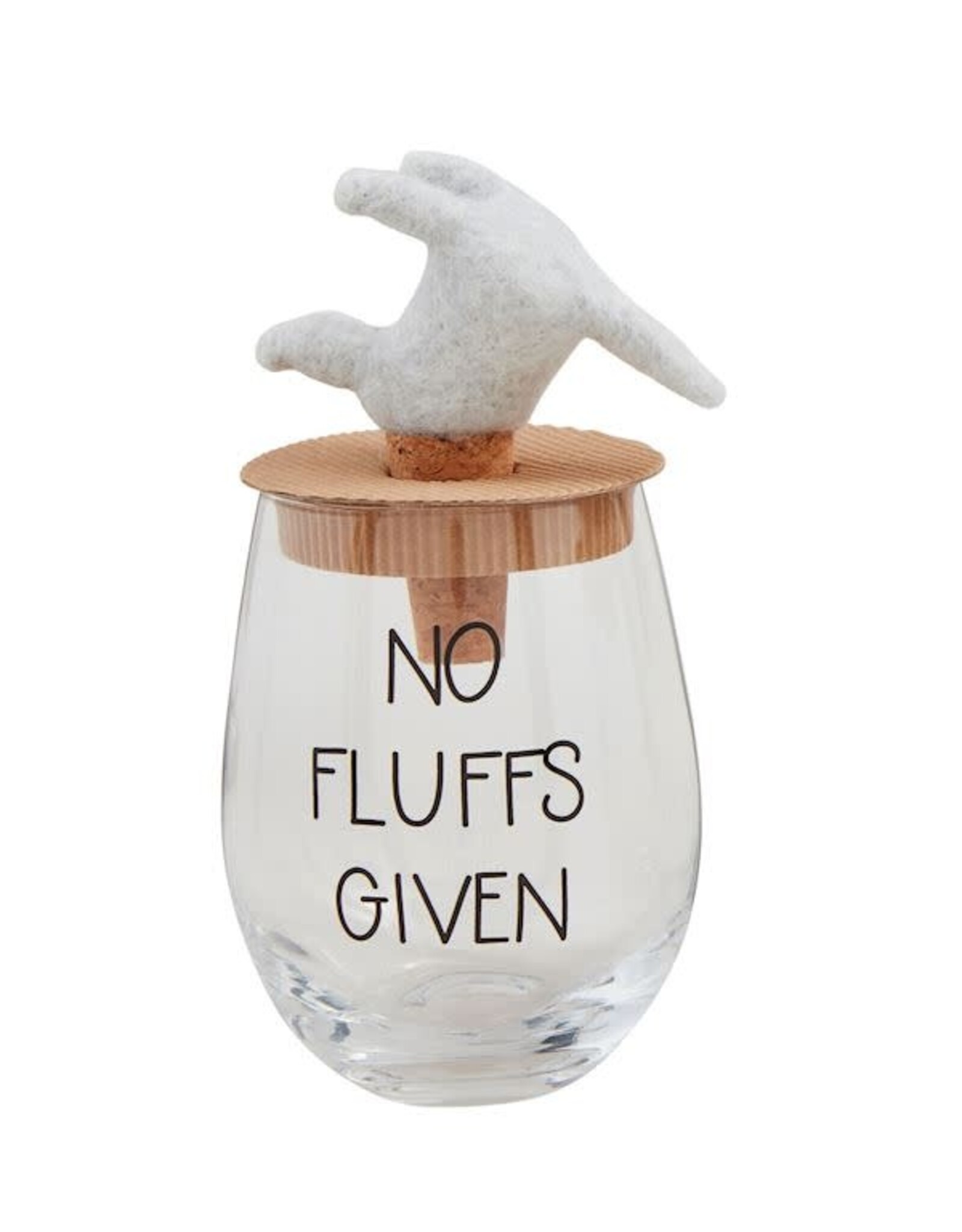 Mudpie Dog Wine Glass & Stopper Set - No Fluffs