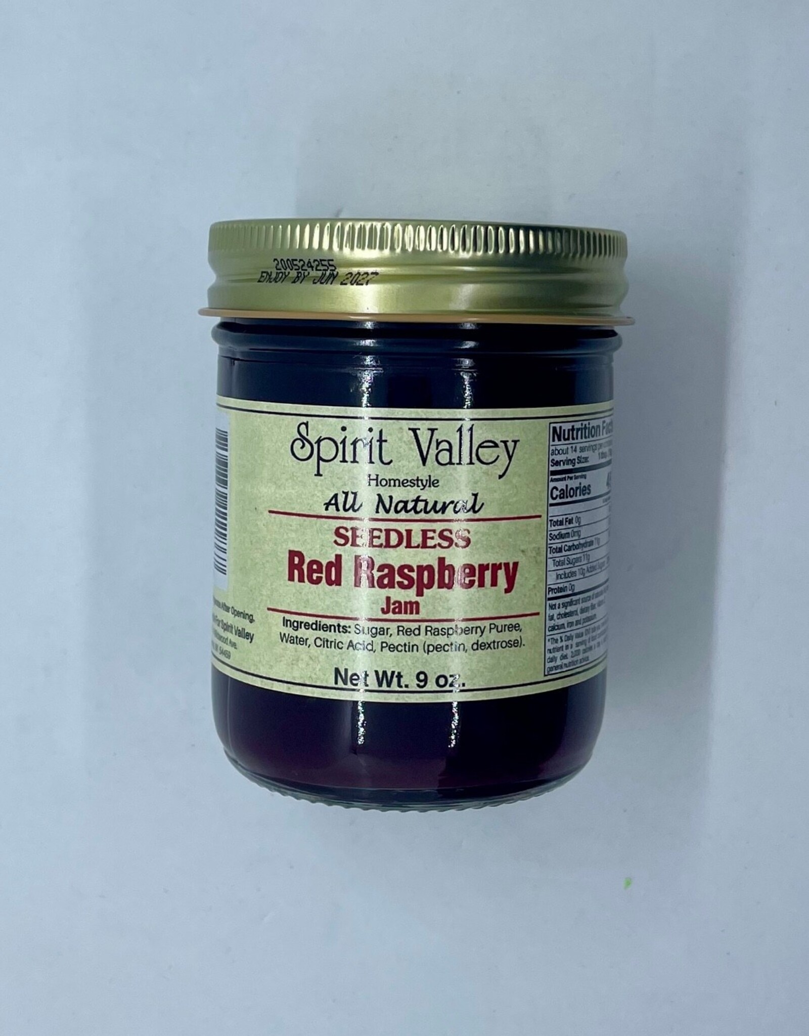 Spirit Valley Red Raspberry Seedless Jam