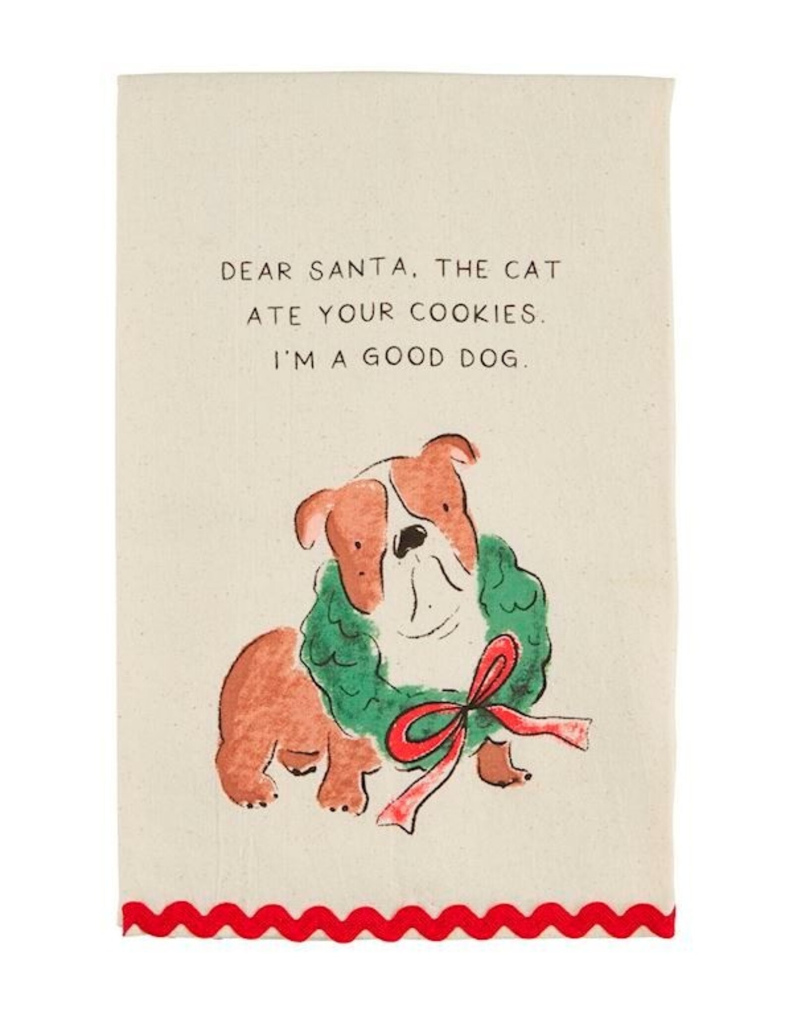Mudpie Dear Santa Dog Ric-Rac Towel