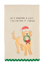 Mudpie He's Making A List Dog Ric-Rac Towel