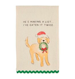 Mudpie He's Making A List Dog Ric-Rac Towel