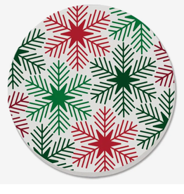 Highland Home Coaster - Red & Green Snowflakes