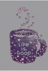 Life Is Good SALE Women's Scattered Hearts Coffee Long Sleeve Crusher-Lite Vee