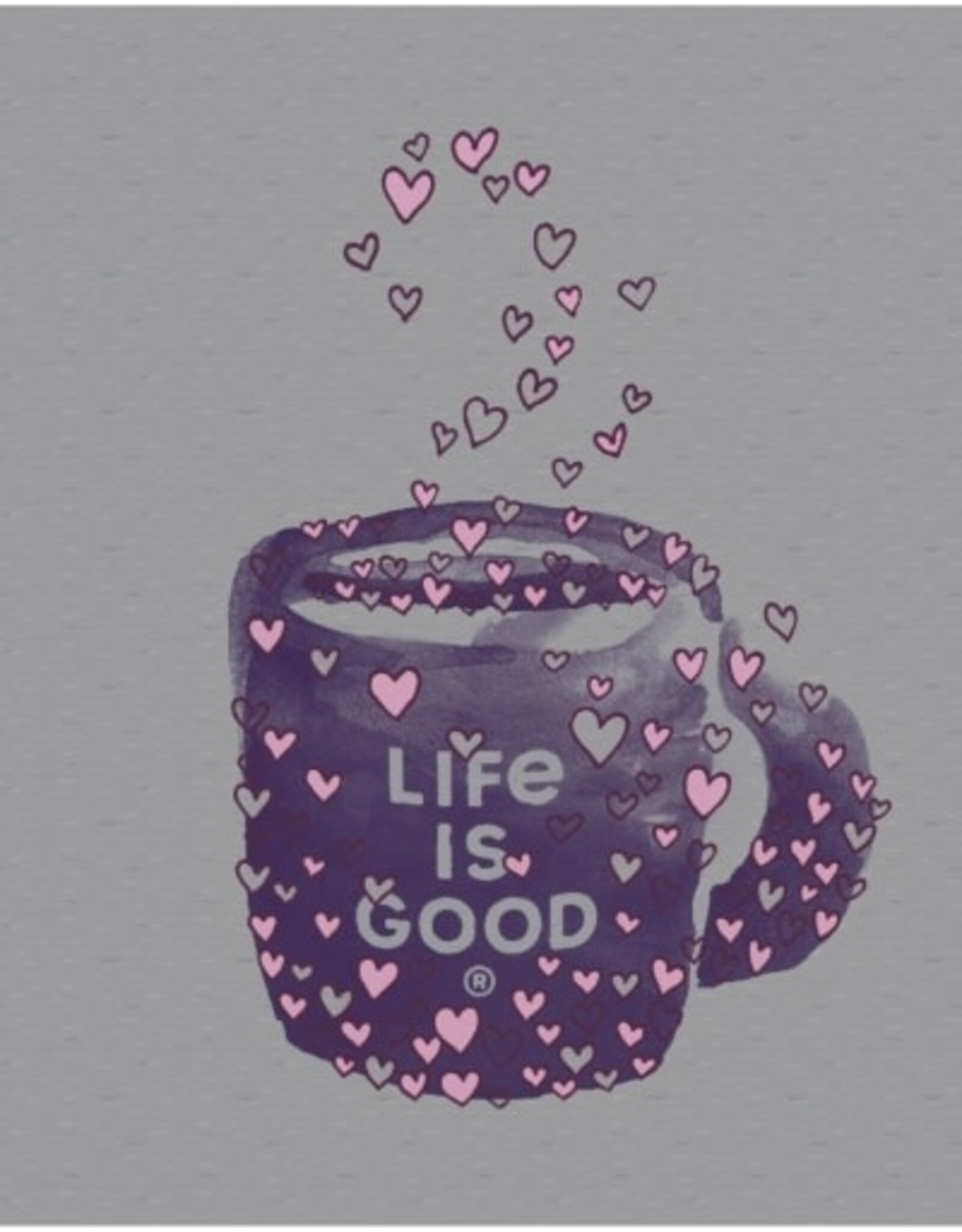 Life Is Good SALE Women's Scattered Hearts Coffee Long Sleeve Crusher-Lite Vee