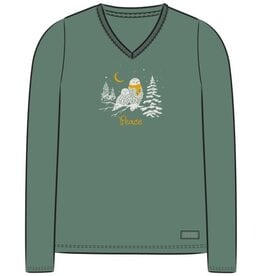 Life Is Good Women's Peace Owls Long Sleeve Crusher Vee