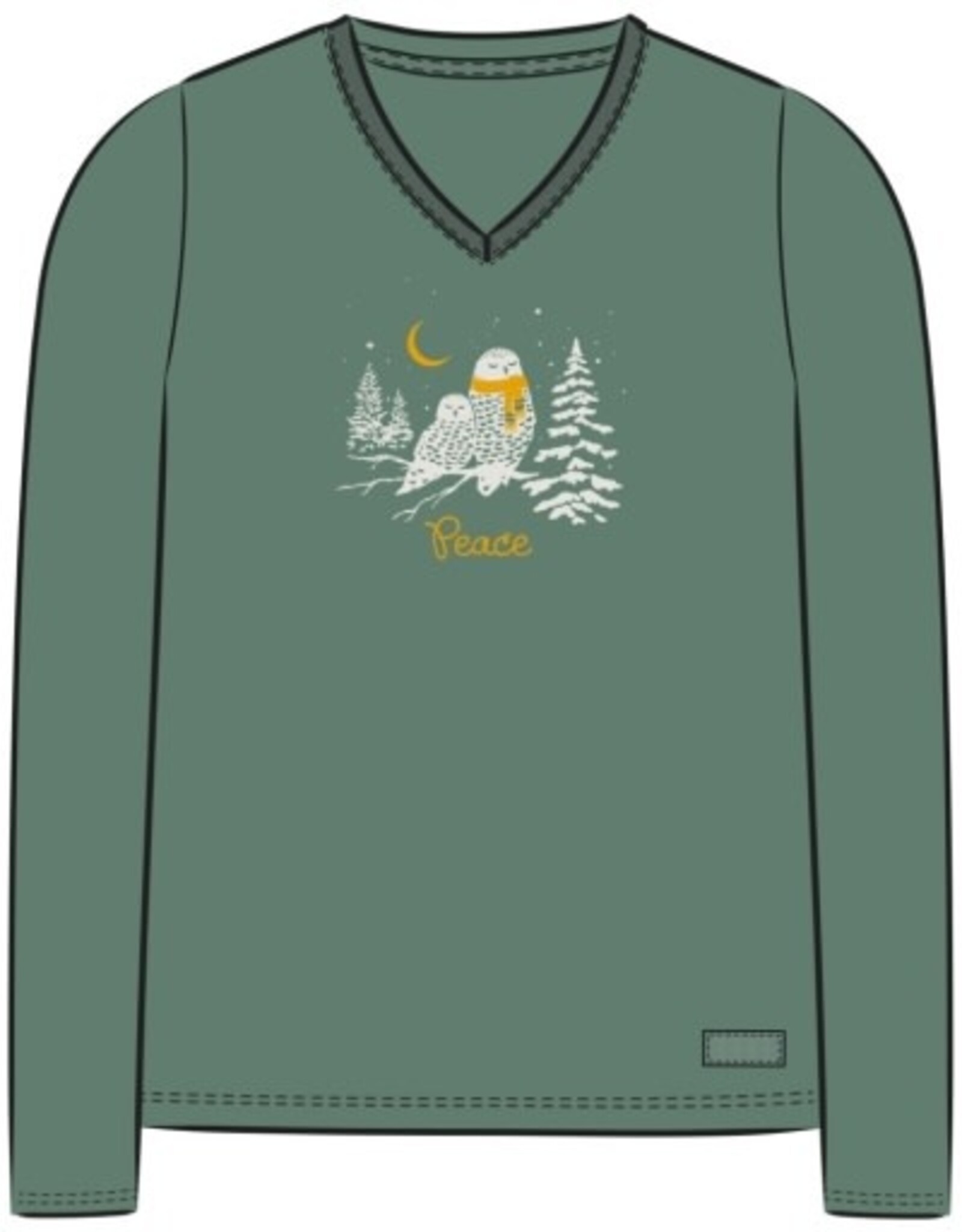 Life Is Good Women's Peace Owls Long Sleeve Crusher Vee