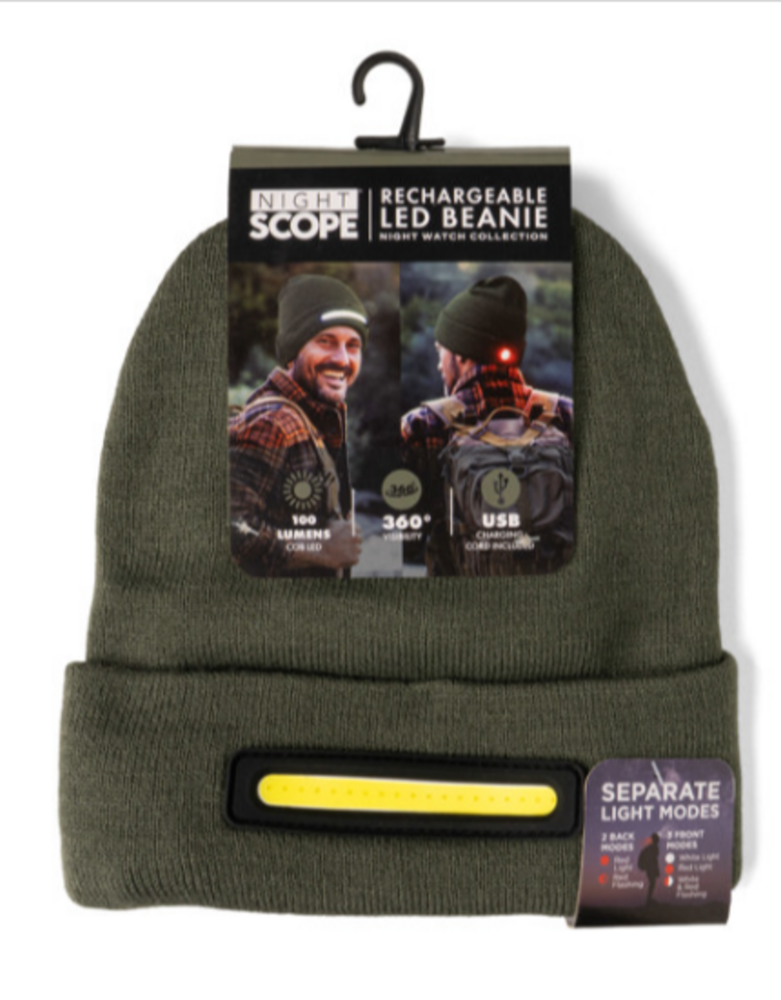 Night Scope Night Scope Night Watch Rechargeable LED Beanie - Forest