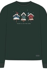 Life Is Good Women's Winter is for the Birds Houses Long Sleeve Crusher Tee