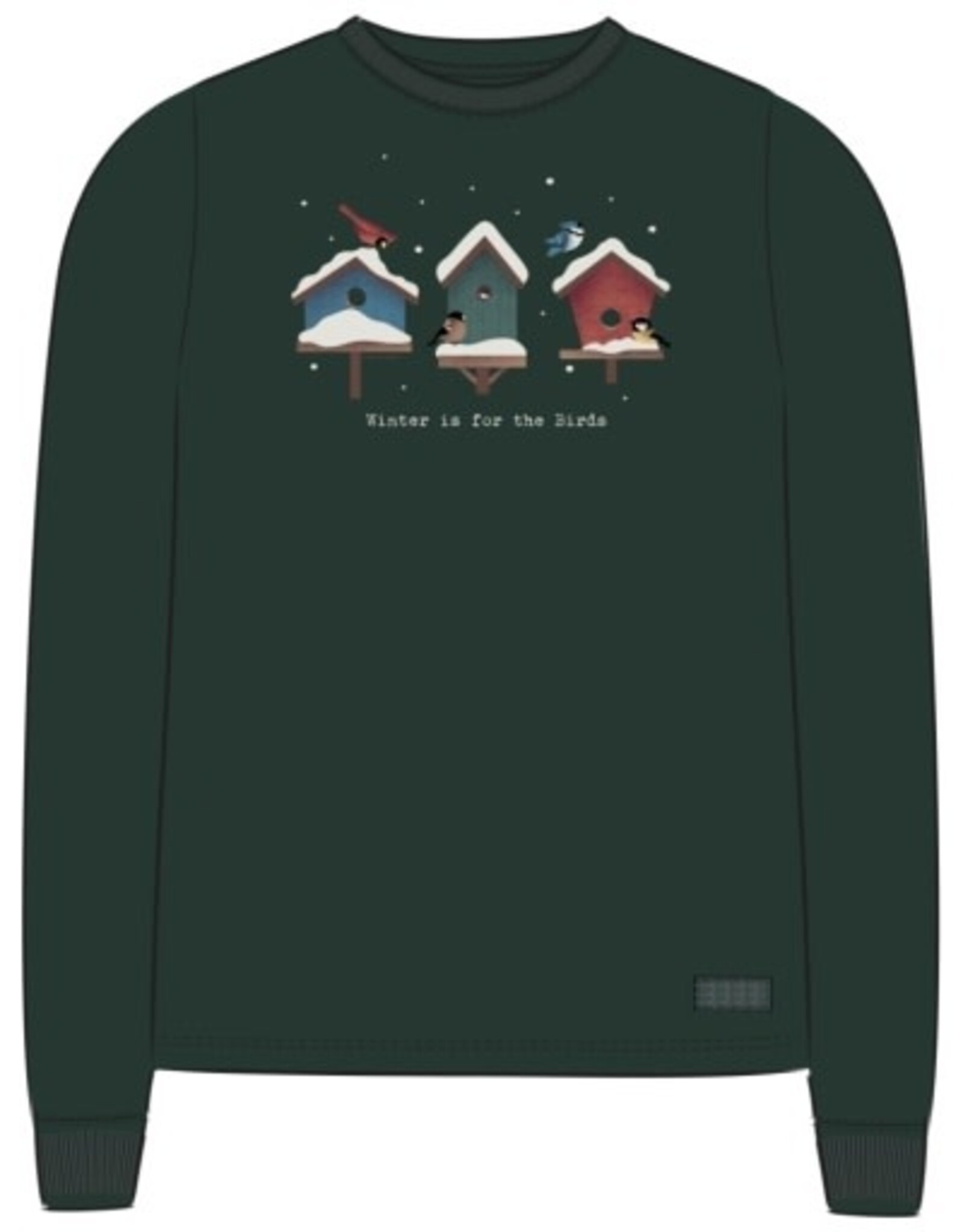 Life Is Good Women's Winter is for the Birds Houses Long Sleeve Crusher Tee