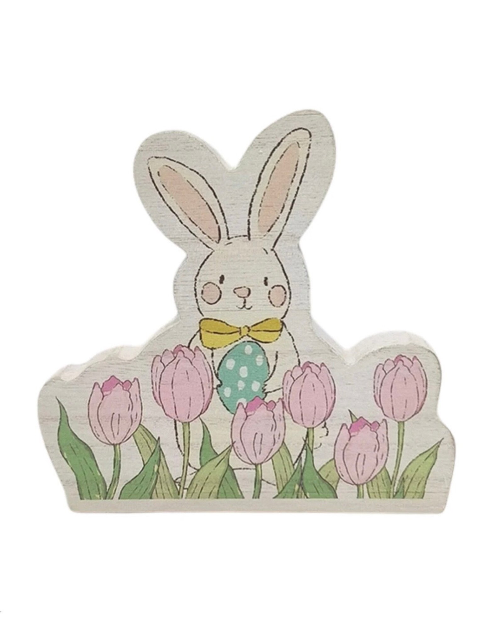 Collins Painting & Design Bunny with Pink Tulips Sitter