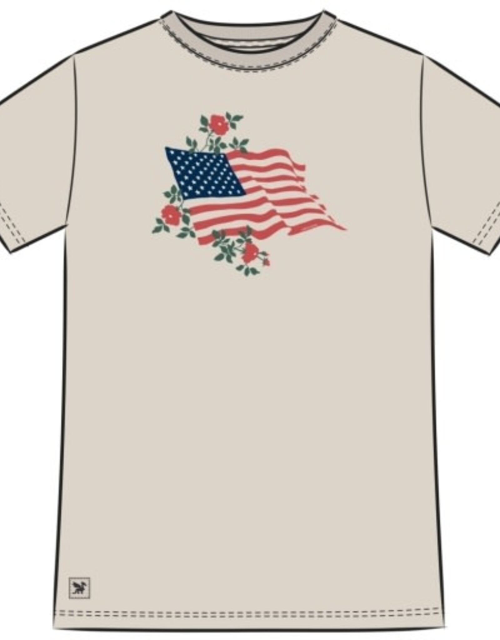 Life Is Good Women's Red Rose American Flag Short Sleeve Crusher-LITE Tee