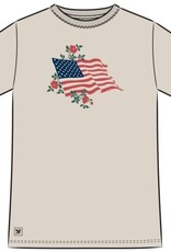 Life Is Good Women's Red Rose American Flag Short Sleeve Crusher-LITE Tee