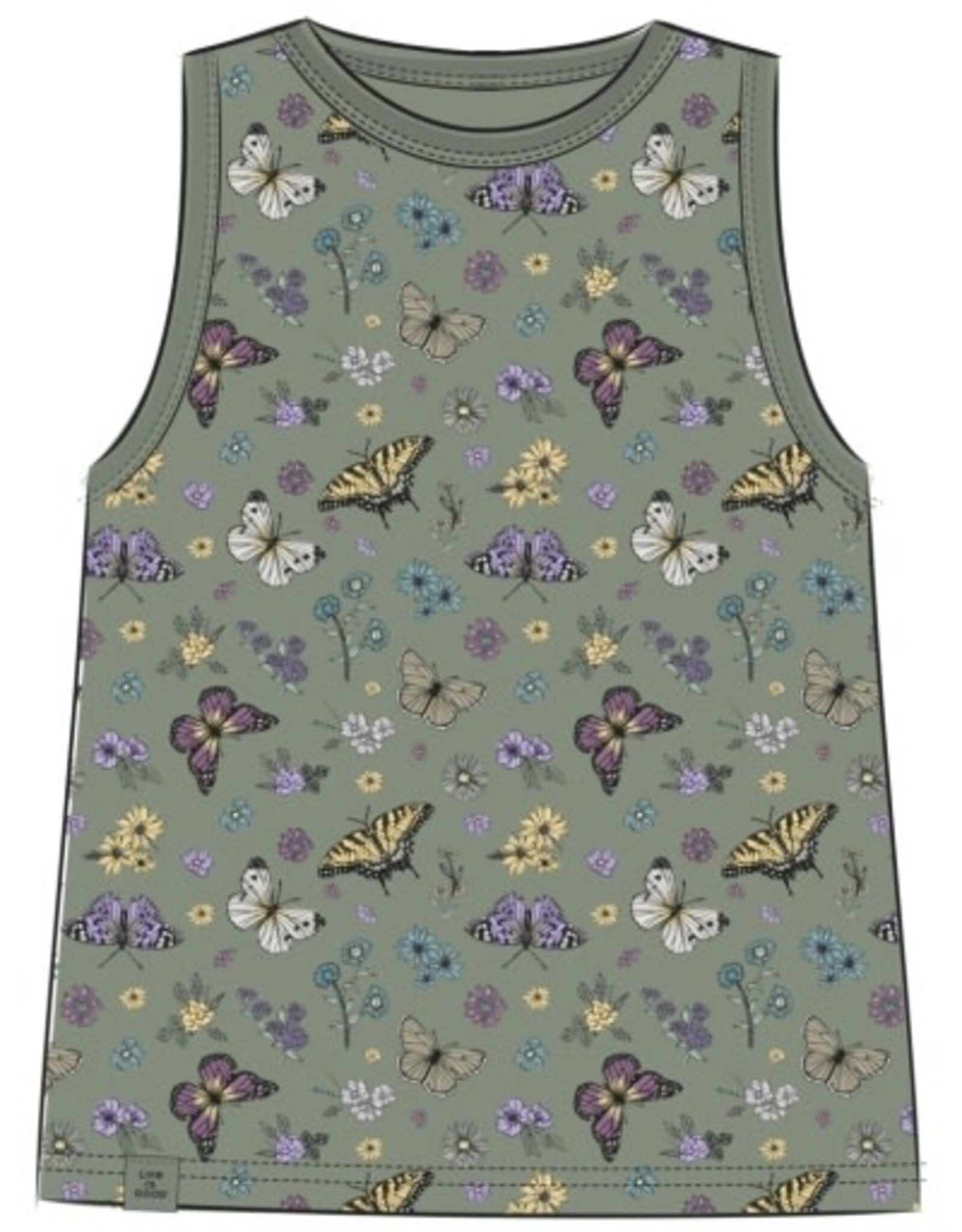 Life Is Good Women's Butterfly Garden Pattern Crusher Boxy Tank