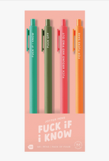 Talking Out of Turn Jotter Pen Set 4 Pack - F*** If I Know