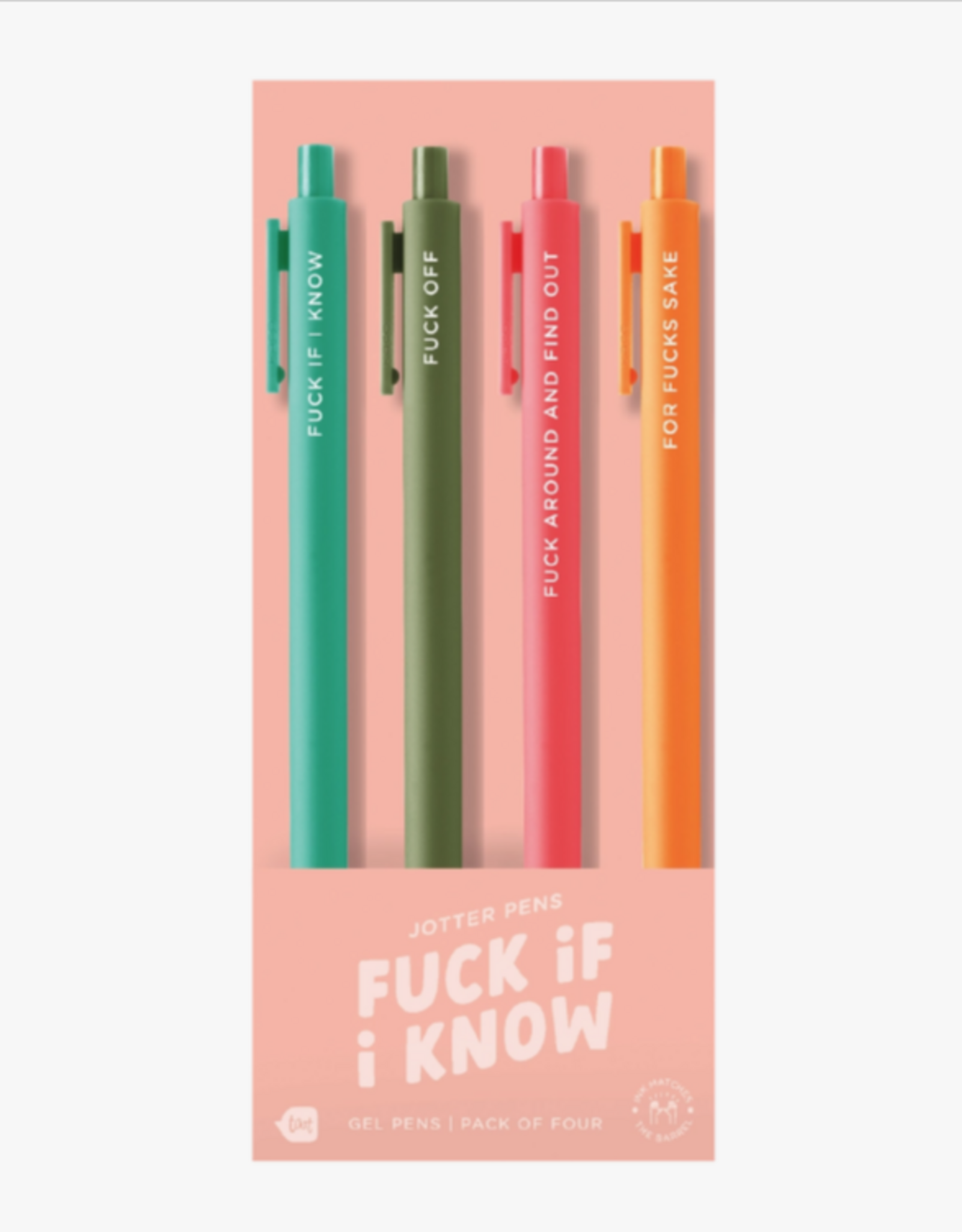 Talking Out of Turn Jotter Pen Set 4 Pack - F*** If I Know
