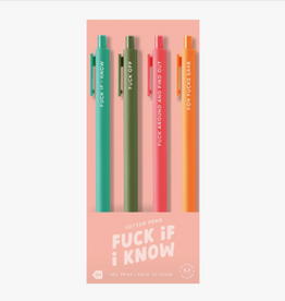 Talking Out of Turn Jotter Pen Set 4 Pack - F*** If I Know