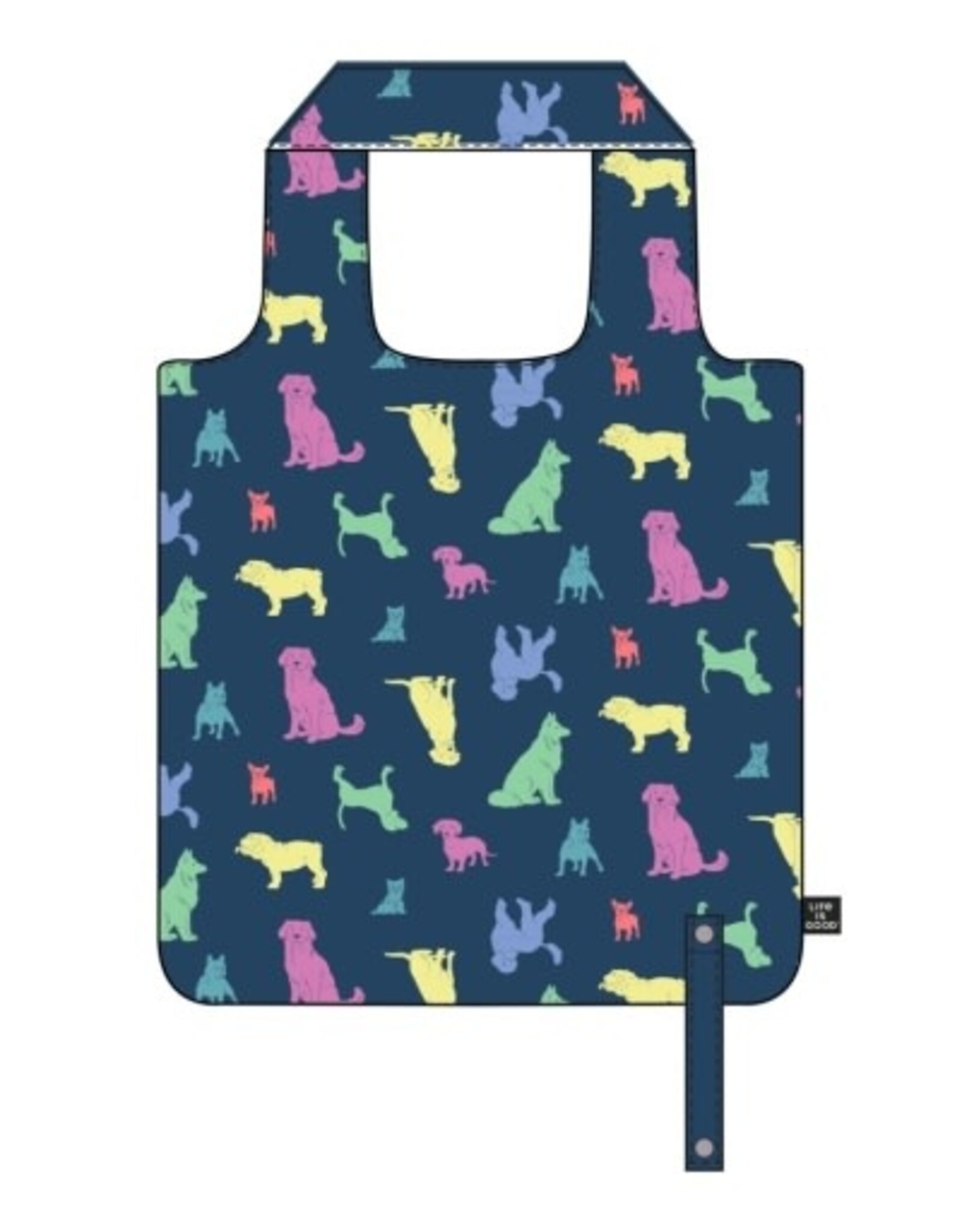 Life Is Good Playful Dog Pattern Roll and Go Tote