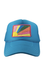 Katydid Bursting Sunshine Patch Foam Trucker Hat - Blue