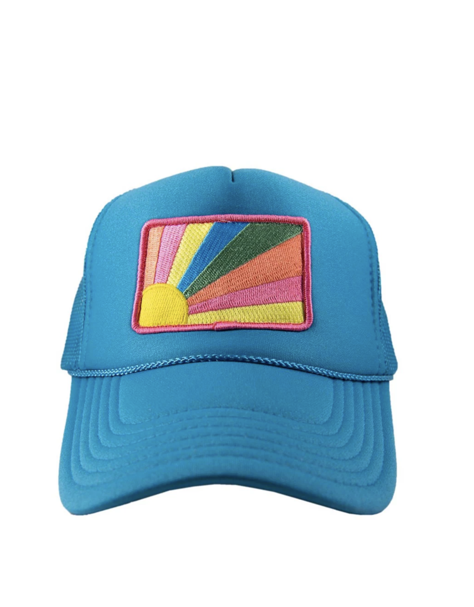 Katydid Bursting Sunshine Patch Foam Trucker Hat - Blue