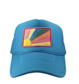 Katydid Bursting Sunshine Patch Foam Trucker Hat - Blue