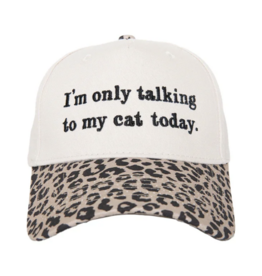 Katydid I'm Only Talking To My Cat Today Vintage Hat - Leopard & tan